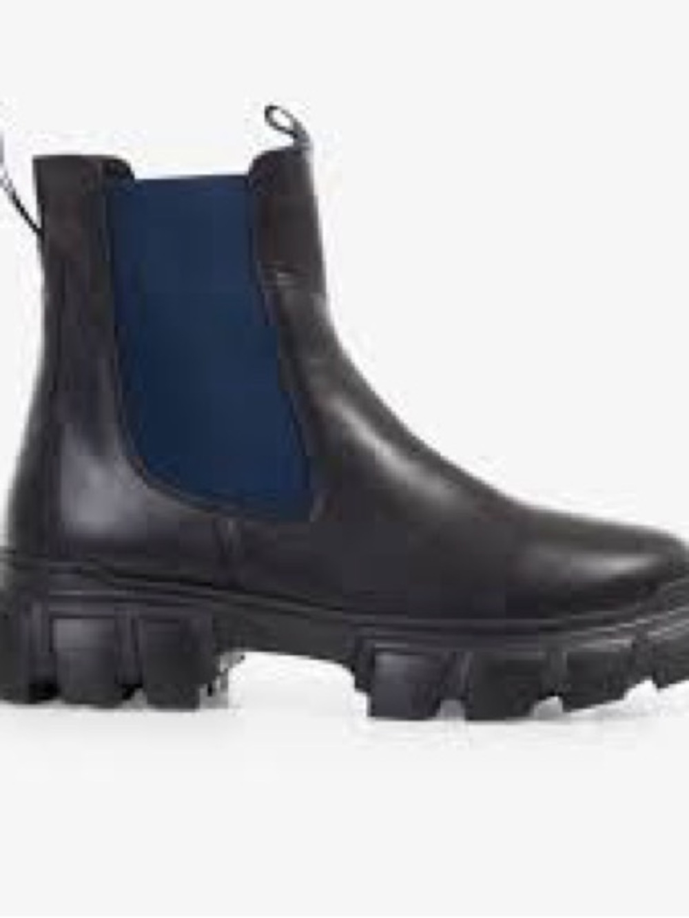 Ateliers Chelsea Lug Boot - Black with Navy Elastic